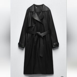 ZARA Double Breasted Faux Leather Trench Coat